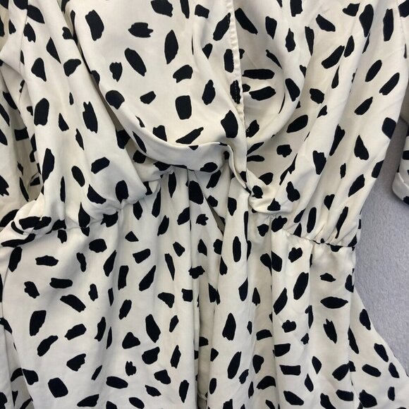 Umgee Dalmatian Tiered Ruffle Dress Size Large White Polka Dot 3/4 Sleeve Spring - Picture 8 of 13